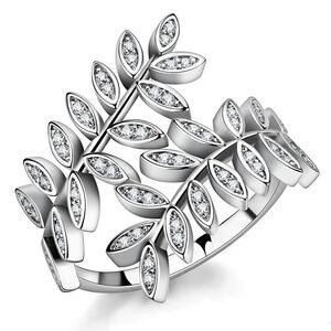 CZ AAA Vine Brass Rhodium Ring size 9